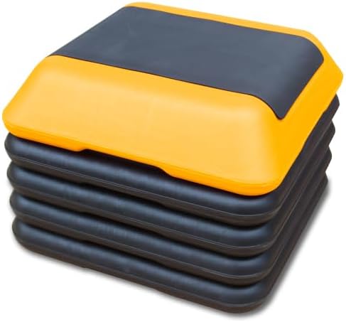 16" x 16" Height-Adjustable Step Aerobics Platform Fitness Equipment Stepper Trainer Exercise Step Platform with 4 Riser