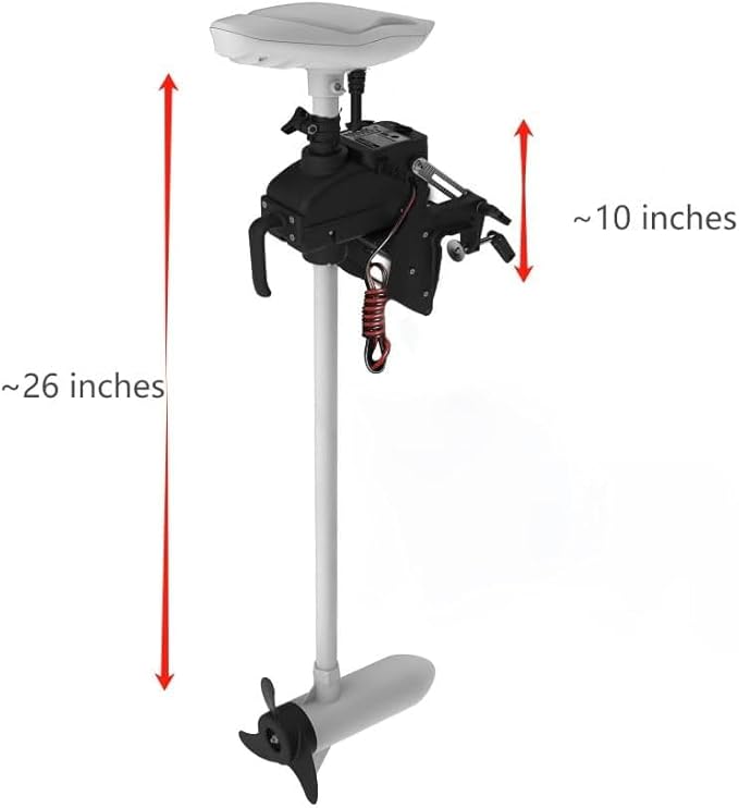 Zichen Haswing White 12V 55LBS 26inch Transom Trolling Motor with Wireless Remote for Inflatable Pontoon Boat, Dinghy Kayak Fishing, One Person Boat Fishing in Saltwater and Freshwater