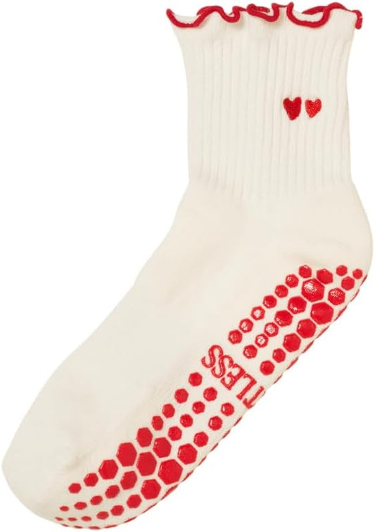 Crew Half Calf Grip Socks, Cutest Fruits Pilates Socks, Ruffle socks, Non-Slip, Barre Yoga Fitness