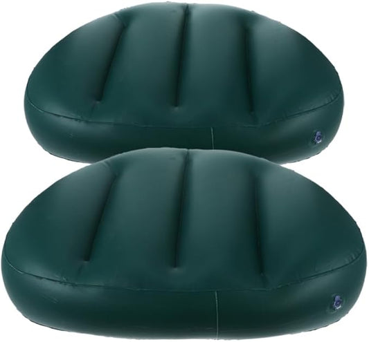 Housoutil Inflatable Boat Seat Cushion, 2PCS PVC Kayak Boat Seat Cushion for Canoeing, Camping, Foldable Design, Dark Green, 16.92 X 12.59 X 3.93 Inch