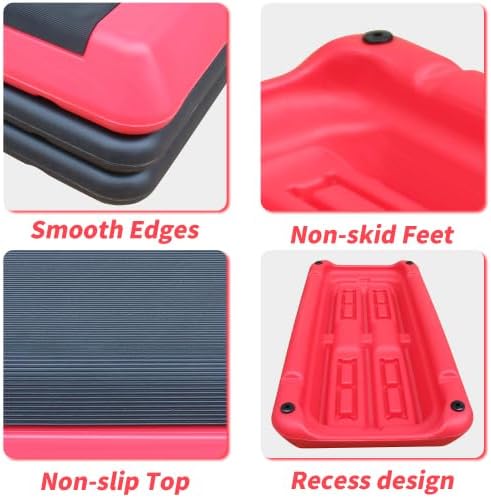 Adjustable Step Platform 30" × 14" Workout Aerobic Stepper Height Step for Fitness Strength Training with Risers Exercise Platform for Home Gym