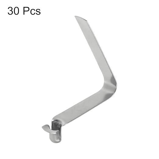 HARFINGTON 30pcs Single Button Kayak Paddle Snap Spring Clip 3.8x5.5x28mm 65Mn Spring Steel V-Shaped Hollow Lift Telescopic Locking Tube Pole Clips for Tent Umbrella Camping