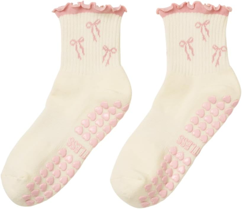 Crew Half Calf Grip Socks, Cutest Fruits Pilates Socks, Ruffle socks, Non-Slip, Barre Yoga Fitness