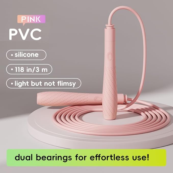 Jump Rope with silicone handle,Tangle-Free Jump Rope with Dual Bearing System,Ultra-Smooth for Fitness & Training