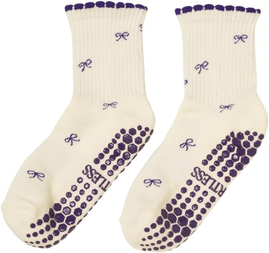 Crew Half Calf Grip Socks, Cutest Fruits Pilates Socks, Ruffle socks, Non-Slip, Barre Yoga Fitness