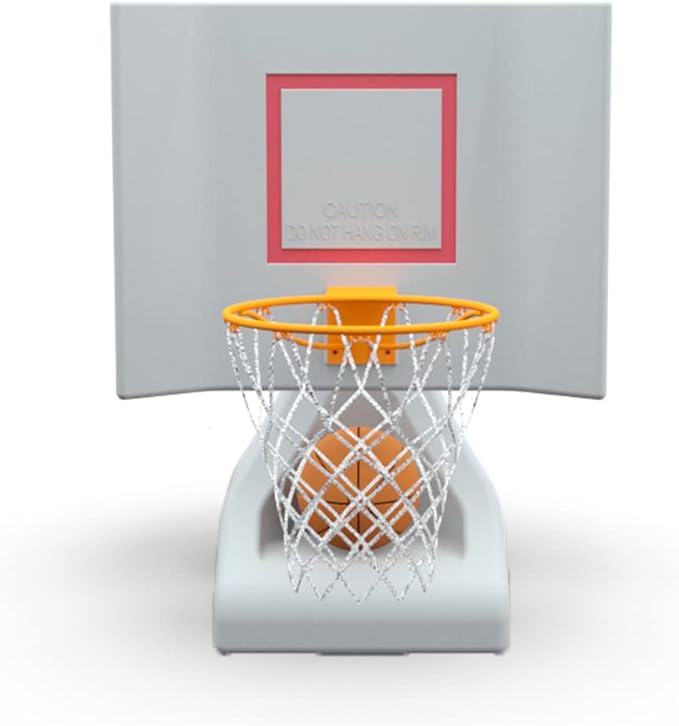 Pool Shot Rock The House Poolside Freestanding 15" Diameter Basketball Hoop, Includes 2 Waterproof Vinyl Basketballs, White