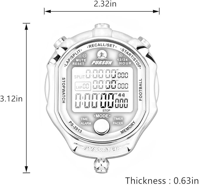 Stopwatch Timer, Digital Stop Watch with 0.01second & 0.001second Timing, Metal 10/100/400 Laps Memory, Rolilink Large dispaly Alarm Clock for Coach Sports Running Marathon