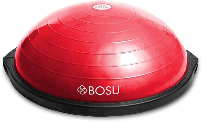 Bosu Balance Ball Exercise Trainer, Home Gym Equipment w/ Guided Workouts & Pump, 26", Blue - Inflatable Fitness Platform for Strength Training, Standing, Balancing, and Core Workout