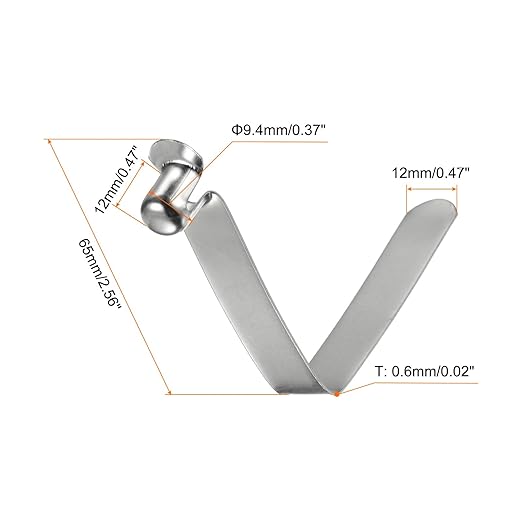 HARFINGTON 30pcs Single Button Kayak Paddle Snap Spring Clip 9.4x12x65mm 65Mn Spring Steel V-Shaped Hollow Lift Telescopic Locking Tube Pole Clips for Tent Umbrella Camping