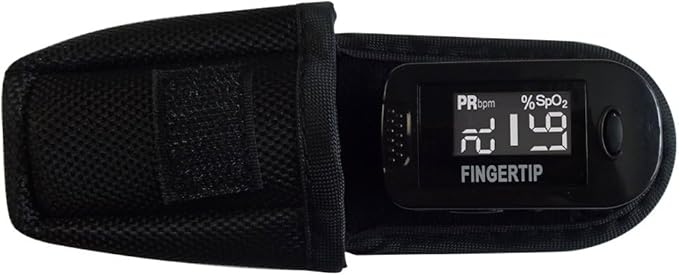 Concord Fingertip Pulse Oximeter with Reversible Display - Blood Oxygen Saturation Monitor with Carrying Case, Batteries and Lanyard - Easy to Use, Accurate SpO2 & Pulse Measurement (Black Ox)