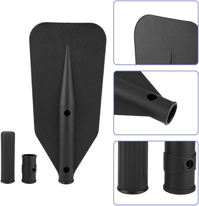 Kayak Paddle Blade, Kayaking Canoe Floating Paddles Oar Small Boat Leaf Replacement Part Kit Inflatable Kayaks Paddle Handle Adjustable Lightweight Accessories Portable Dinghy Fishing with Screw Black