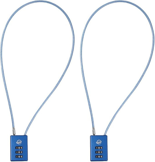 3 Digit Cable Combination Lock 20 inches Cable for School Gym Locker,Filing Cabinets,Helmet,Toolbox,Luggage Suitcase,knapsack,Blue 2Pack