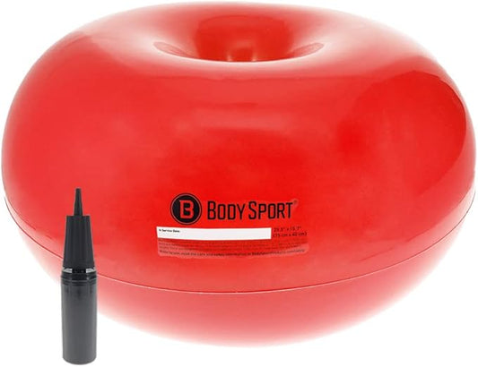 Body Sport Donut Ball – Durable, Inflatable Exercise Ball for Balance & Stability Training, Yoga, & Pilates Workouts – Use in Home, Office, Gym, or Classroom