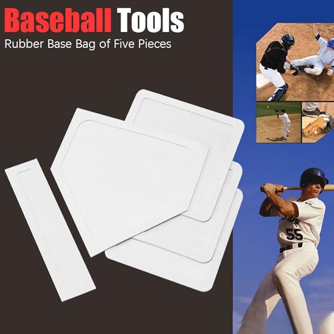 GKK Standard BasesGKK Baseball & Softball Base Set 5 Piece Rubber Field Bases for Youth& Adults Throw Down Bases Teeball, Backyard, Playground Practice