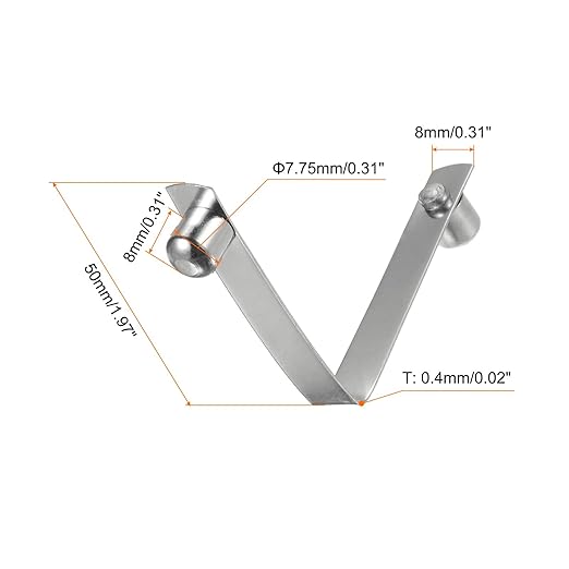 HARFINGTON 30pcs Double Button Kayak Paddle Snap Spring Clip 7.75x8x50mm 65Mn Spring Steel V-Shaped Solid Lift Telescopic Locking Tube Pole Clips for Tent Umbrella Camping