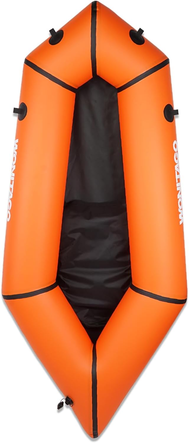 Packraft TPU Inflatable Travel Kayak with Soft Seat Lightweight Packrafts for Flat Water Rafting/Bicycle Drifting/Litewater Dinghy, 1 Person