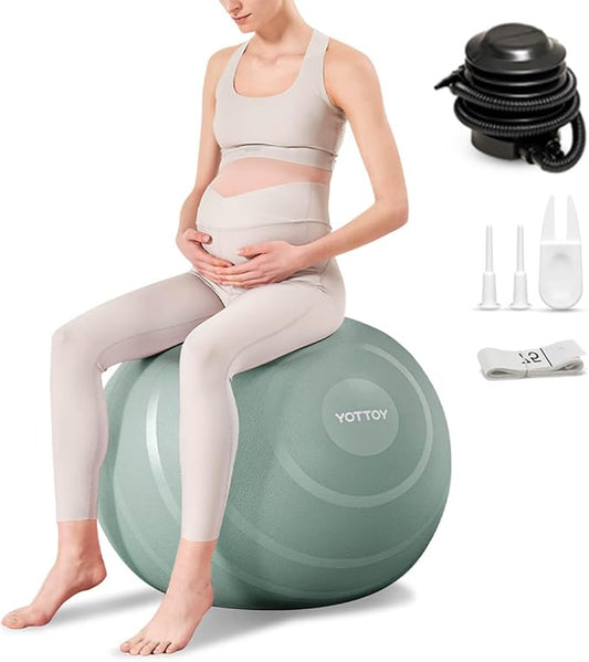 YOTTOY Anti-Burst Exercise Ball for Working Out, Yoga & Pregnancy, Extra Thick Workout Ball for Physical Therapy & Fitness