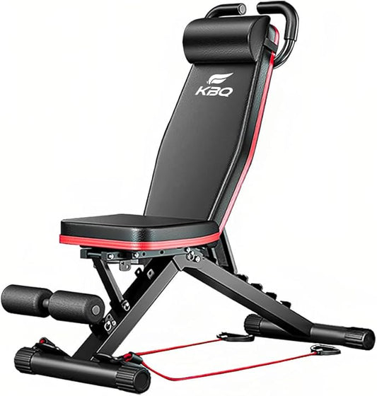 Adjustable Roman Chair for Home Gym – Foldable Back Extension Bench for Core, Hip & Lower Back Workout – Multi-Functional Hyperextension Bench with Tension Rope for Full-Body Exercise