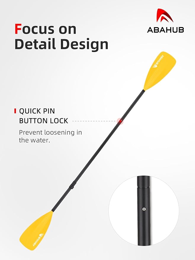 Abahub SUP Paddle - 3 Piece Adjustable Paddles - Lightweight Stand-up Paddle Oars for Paddleboard, Adjustable Aluminum Alloy Shaft 68" - 84", Black/Blue/Green/Orange/Red/Yellow Plastic Nylon Blade