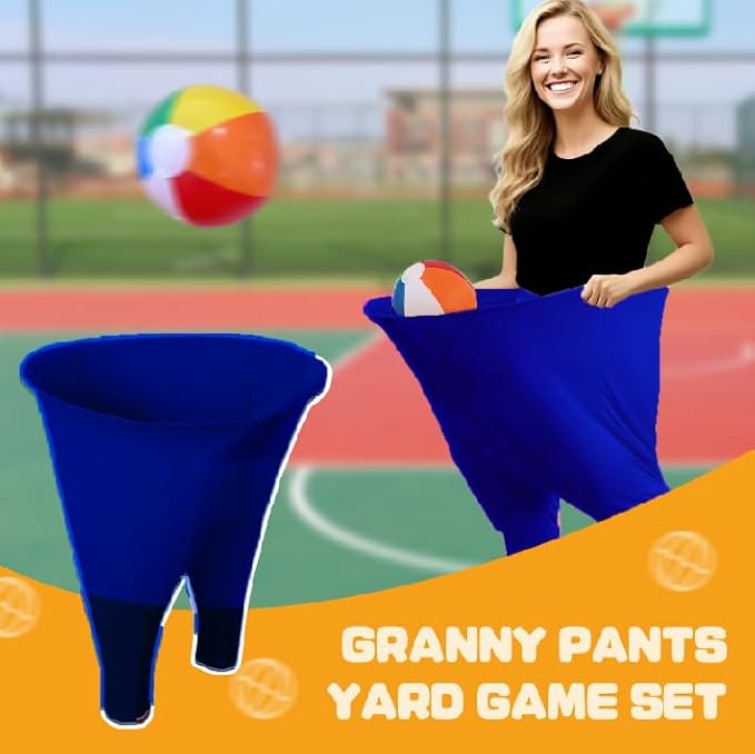 Granny Pants Yard Game Sets(2Pcs), Granny Pants Outdoor Games for Adults and Family, Party Field Day Games with 12 Bouncy Balls, More Balls for Backyard Park Beach