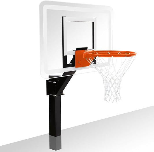 PROGOAL Aluminum Shot and Dunk Poolside Basketball Hoop - In Ground Removable Rust-Resistant Adjustable Height Pool Basketball Game System with Clear Backboard 1/2 Springs Rim and Three Balls