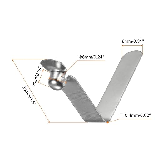 HARFINGTON 30pcs Single Button Kayak Paddle Snap Spring Clip 6x6x38mm 65Mn Spring Steel V-Shaped Hollow Lift Telescopic Locking Tube Pole Clips for Tent Umbrella Camping