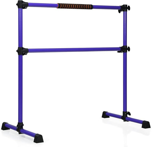 GYMAX Portable Ballet Barre, 4 Feet Folding Height Adjustable Ballet Bar with Anti-Skip Pad, Heavy Duty Freestanding Stable Stretch Bar for Home Kids Teenager Adults