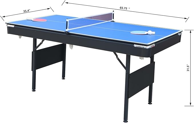 3 in 1 Pool Ping Pong Dining Combo, 65.75in Foldable Billiard/Table Tennis, Multi Game for Adults Kids, With Billiard and Tennis Paddles Accessories