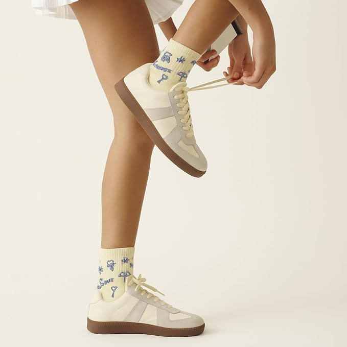 Crew Half Calf Grip Socks, Cutest Fruits Pilates Socks, Ruffle socks, Non-Slip, Barre Yoga Fitness