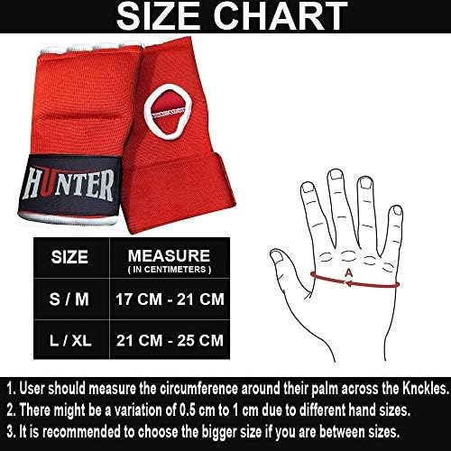 HUNTER Gel Padded Inner Gloves with Hand Wraps for Boxing, Quick Elastic Training Wraps for Men & Women, Muay Thai MMA Kickboxing Martial Arts Knuckle Wrist Protector (Pair)