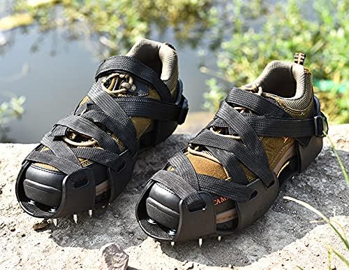 Spiked Shoes for Resinous Coatings, Epoxy Floor, Overlays, Cover Installation, Spiked Screeding Sanda,Ice Crampons, Black