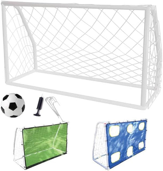 Soccer Goal Target 3 in 1 Trainer Practice Net – Goal Post Cage & A Rebounder Net & Target Holes Net for Kicking Accuracy – Ball & Pump Included, Great for Outdoor Sports Activity