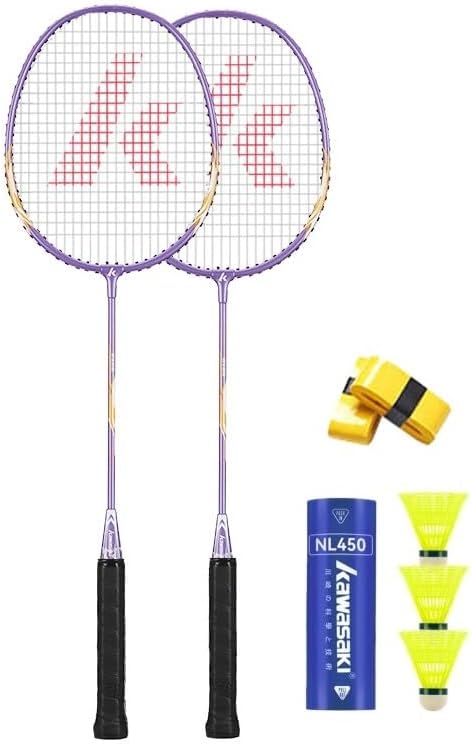 Kawasaki Badminton Set with 2 Badminton Rackets, 3 Shuttlecocks, and Carrying Bag