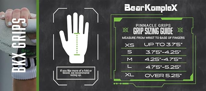Bear KompleX No Hole Pinnacle Hand Grips for Workouts, Pull-ups, Weightlifting, WOD Gymnastics, Crosstraining Palm Grips with Wrist Wraps, Hand Protection from Rips and Blisters, 1 Pair