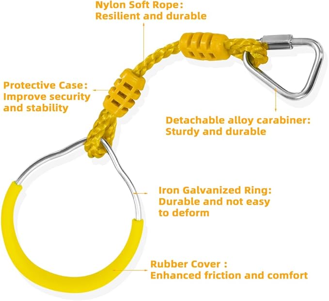 Ninja Ring Fitness Gymnastic Ring Climbing Bar Workout Outdoor Backyard Playground Training Equipment Play Set, Jungle Gym Fist Hanging Swing Monkey Bars Ninja Warrior Obstacle Course Trapeze Playsets