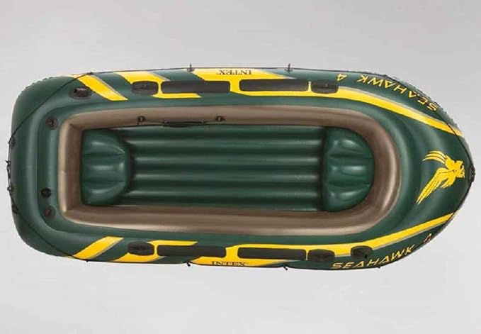 INTEX Seahawk Inflatable Boat Series: Includes Deluxe Aluminum Oars and High-Output Pump – SuperStrong PVC – Fishing Rod Holders – Heavy Duty Grab Handles – Gear Pouch