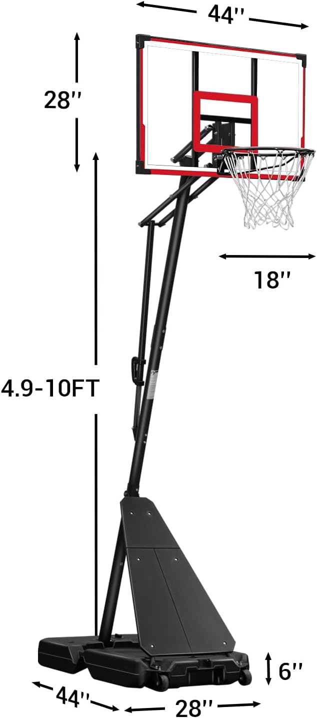 WIN.MAX Basketball Hoop Outdoor with Shatterproof Backboard and Larger Base, Portable Basketball Hoop Goal System Youth/Adults in Backyard/Driveway/Poolside