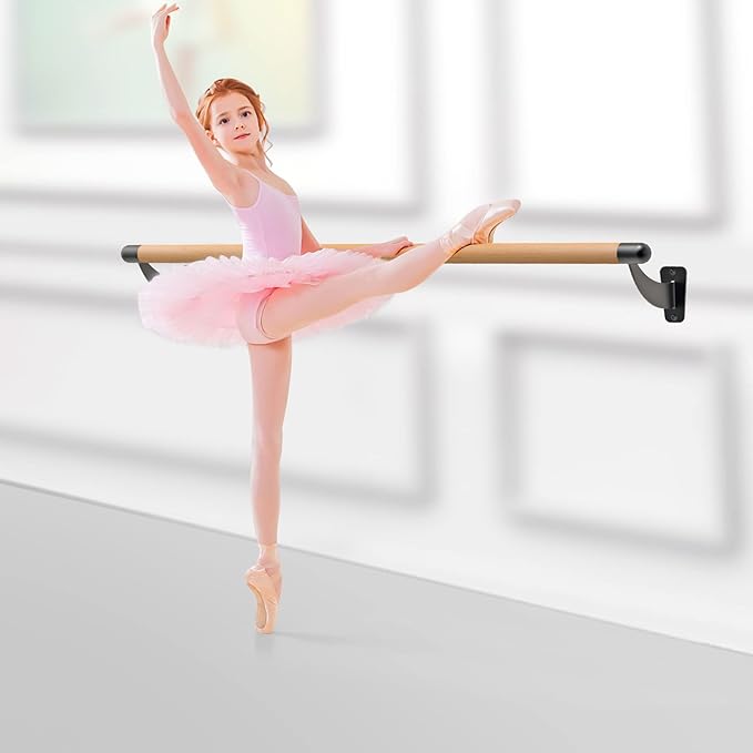 SELEWARE 4-12 ft Long Wood Ballet Barre Wall Mount Barre System for Home or Studio Barre Movements Body Stretch 1.5 inch Dia