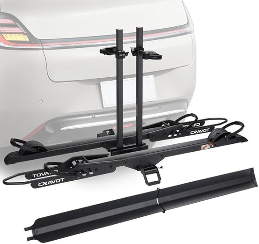 CyberRack E2 Plus EBike Rack with Ramp, 3Positions Foldable, 200 lbs Capacity Heavy Bike Rack Carrier for 2 E-Bike, Foldable Bike Racks for Tow Hitch Up to 5-in Fat Tire 2'' Receiver