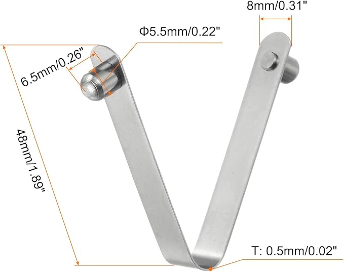 HARFINGTON 16pcs Double Button Kayak Paddle Snap Spring Clip 5.5x6x48mm 65Mn Spring Steel V-Shaped Solid Lift Telescopic Locking Tube Pole Clips for Tent Umbrella Camping