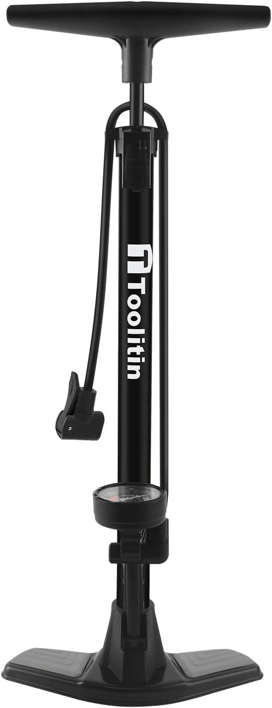 Bike Pump with Gauge,High Pressure,Floor Bicycle Pump Compatible with Presta and Schrader Valve,Bike Tire Pump for Road Bike,MTB,Hybrid,Balls…