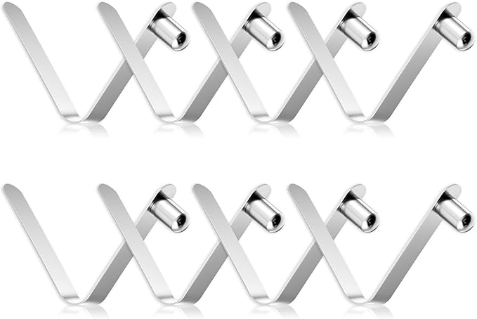 8 Pieces Kayak Paddle Spring Snap Clips, Metal Push Button Spring Clip Stainless Steel Tent Pole Push Locking Tube Pin Clips for Kayak Paddle Camping Tent Pole, Silver