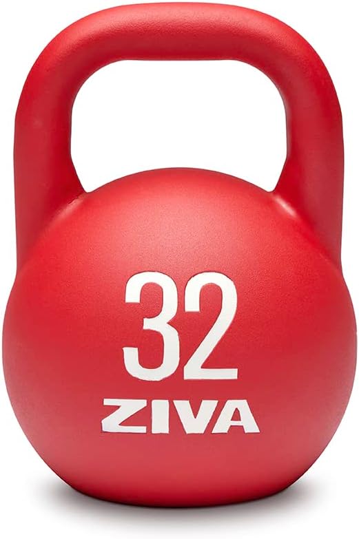 ZIVA Steve Cotter Signature Steel Competition Kettlebells - Hard-Wearing Crack-Resistant Powder Surface Coating, 34mm Steel Handle with Non-Slip Super Textured Powder Coating Grip - Avail 6kg - 32kg
