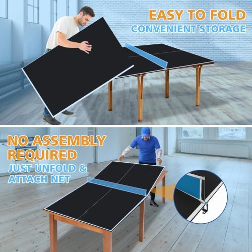 7/8/9ft Mid-Size Ping Pong Conversion Top with Net Set for Billiard and Pool Tables - Regulation Top Converts Billiards into Ping Pong Table Blue/Green/Black