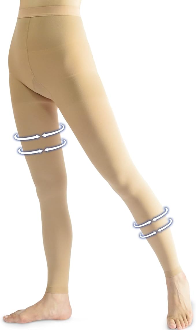 beister Medical Compression Pantyhose for Women & Men, 20-30mmHg Graduated Support Tights, Opaque Footless Waist High Compression Stockings & Leggings for Varicose Veins, Edema, Flight, DVT