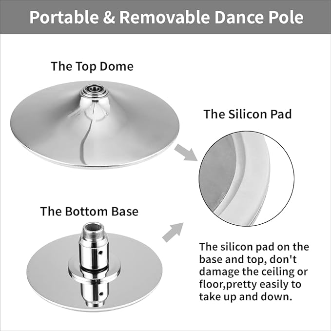 Dance Pole Set -Premium Height Adjustable 7.38-8.85ft Portable 45mm Diameter 360°Spinning Dancing Pole for Home,200KGS Capacity,Drill-Free Installation with Floor-to-Ceiling Stability