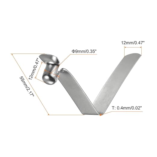 HARFINGTON 30pcs Single Button Kayak Paddle Snap Spring Clip 9x12x55mm 65Mn Spring Steel V-Shaped Hollow Lift Telescopic Locking Tube Pole Clips for Tent Umbrella Camping