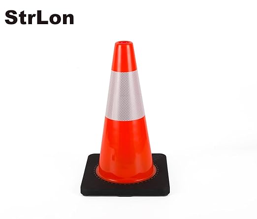 Traffic Cones 18 inch 6 Pack Heavy Duty Safety Cones Orange with Reflective Collars Fit Parking Lot,Driveway Road Traffic Control Construction Sport Cones