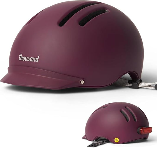 Thousand Chapter MIPS Adult Bike Helmet - LED Tail Light, Cycling & Bicycle Safety Certified, Lightweight & Low Profile, Men & Women, Lockable PopLock