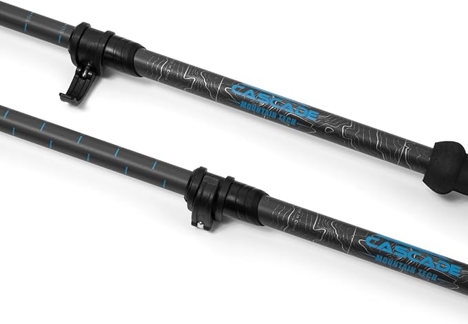 Cascade Mountain Tech Trekking Poles - Carbon Fiber Walking or Hiking Sticks with Quick Adjustable Locks